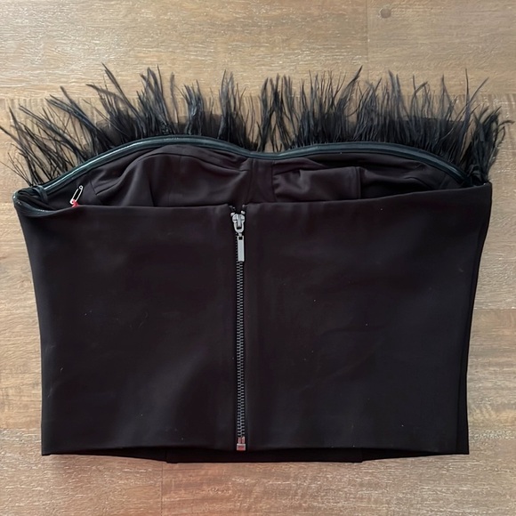 Eva Franco Strapless Tulle Corset Top Feathers Black NWT - Picture 9 of 16